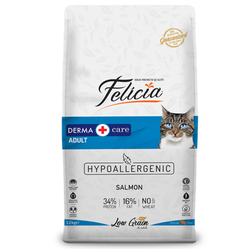 Felicia 12 Kg Yetişkin Somonlu Az Tahıllı HypoAllergenic Kedi Maması